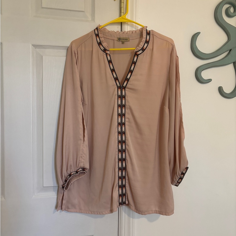 Democracy Pink Embroidered Blouse